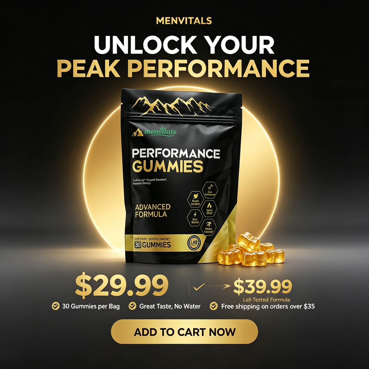 Menvitals Premium Shilajit Performance Gummies |Energy, Stamina & Endurance |100% Natural | FDA&GMP&Halal