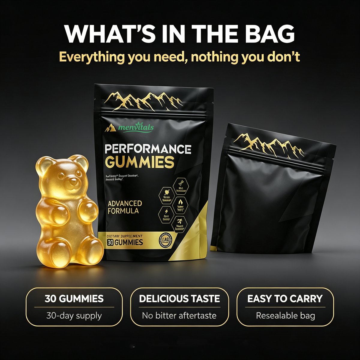 Menvitals Premium Shilajit Performance Gummies |Energy, Stamina & Endurance |100% Natural | FDA&GMP&Halal