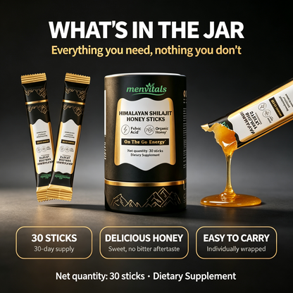 Menvitals Premium Shilajit Honey Sticks Energy, Stamina & Endurance |100% Natural | FDA&GMP&Halal