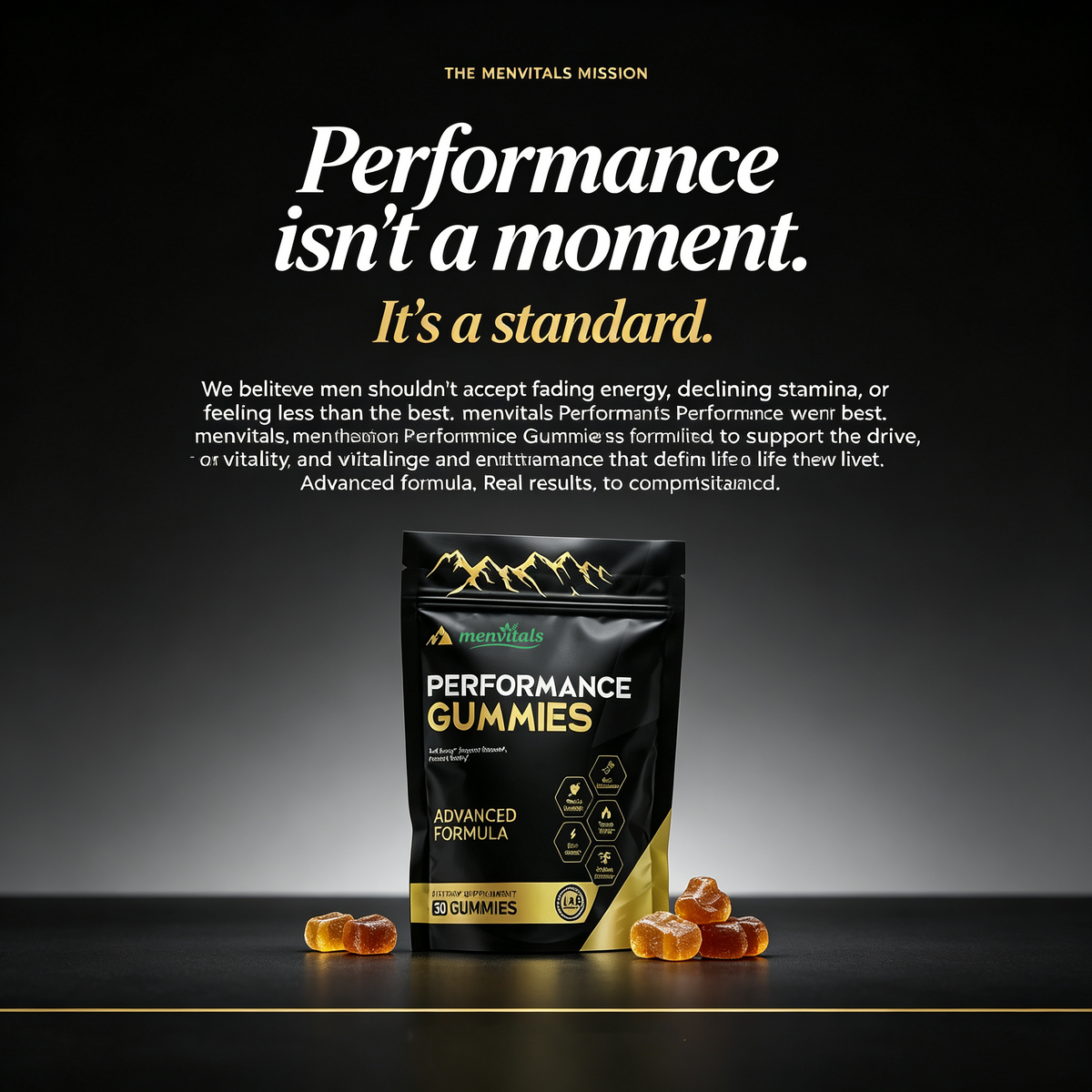 Menvitals Premium Shilajit Performance Gummies |Energy, Stamina & Endurance |100% Natural | FDA&GMP&Halal
