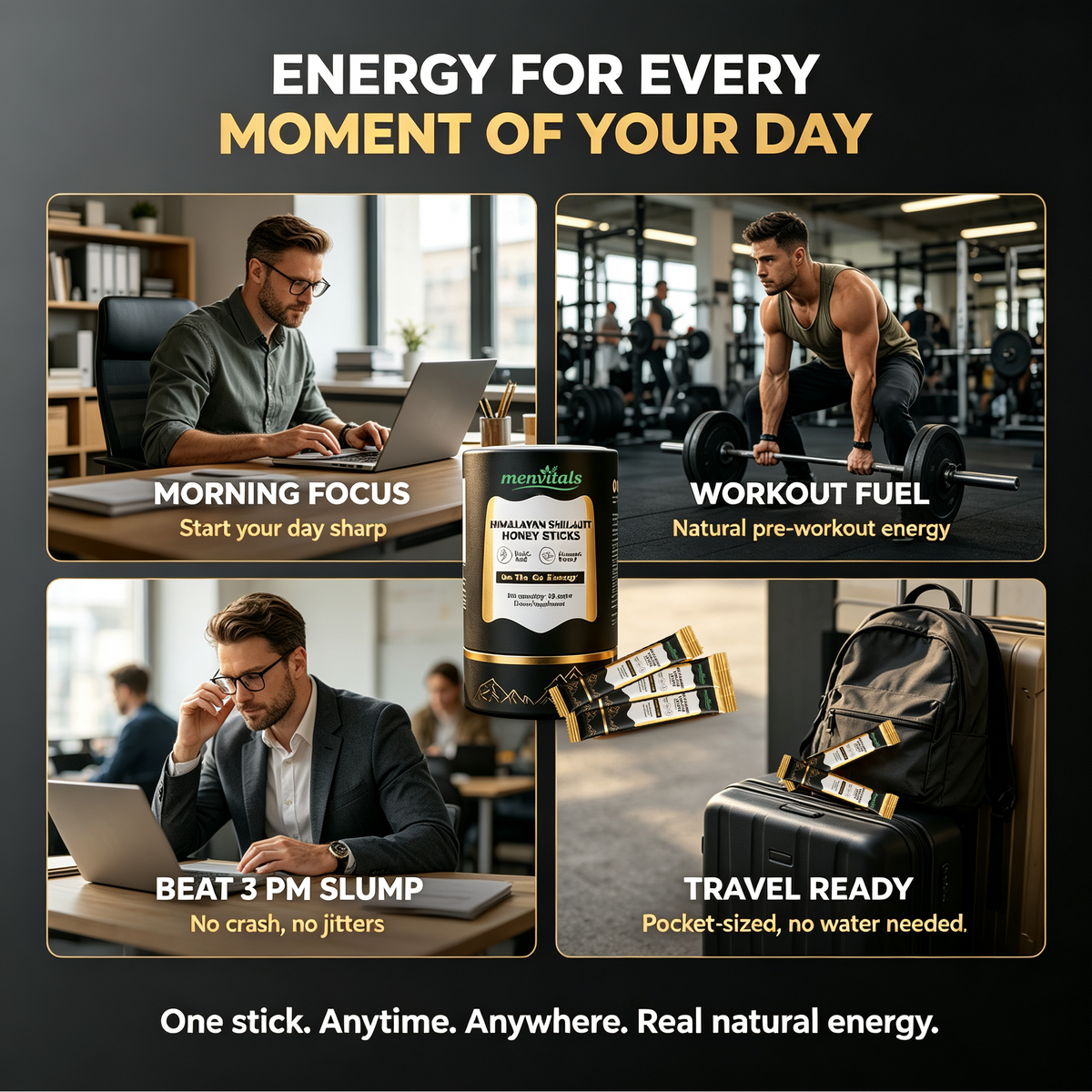 Menvitals Premium Shilajit Honey Sticks Energy, Stamina & Endurance |100% Natural | FDA&GMP&Halal
