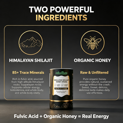 Menvitals Premium Shilajit Honey Sticks Energy, Stamina & Endurance |100% Natural | FDA&GMP&Halal