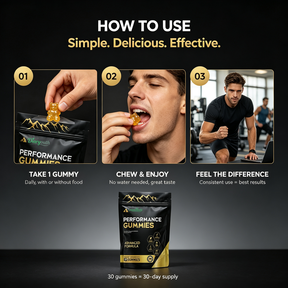Menvitals Premium Shilajit Performance Gummies |Energy, Stamina & Endurance |100% Natural | FDA&GMP&Halal