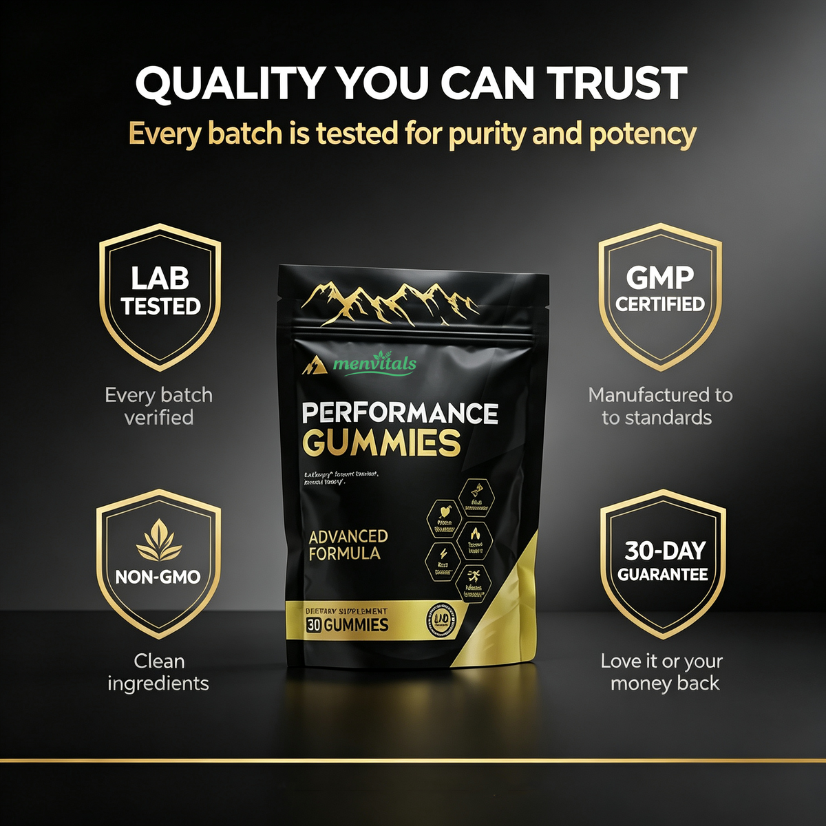 Menvitals Premium Shilajit Performance Gummies |Energy, Stamina & Endurance |100% Natural | FDA&GMP&Halal