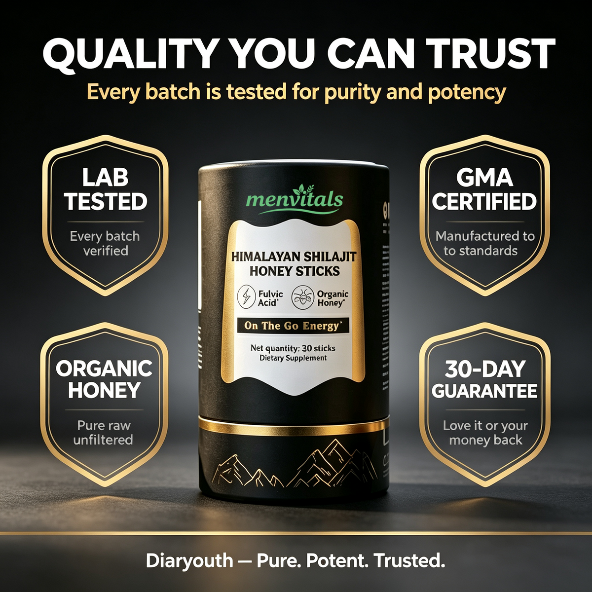 Menvitals Premium Shilajit Honey Sticks Energy, Stamina & Endurance |100% Natural | FDA&GMP&Halal