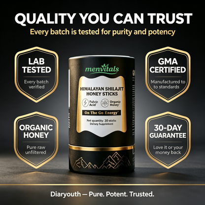 Menvitals Premium Shilajit Honey Sticks Energy, Stamina & Endurance |100% Natural | FDA&GMP&Halal